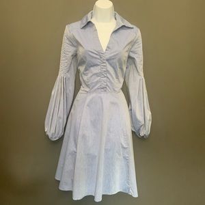 Adria Moss Blue Balloon Sleeve Shirt Dress